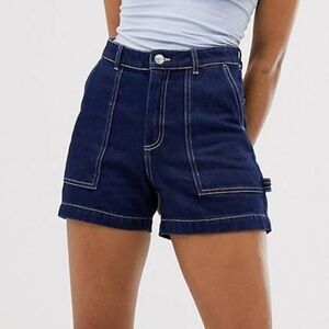 ASOS Monki Contrast Stitching Denim Shorts
